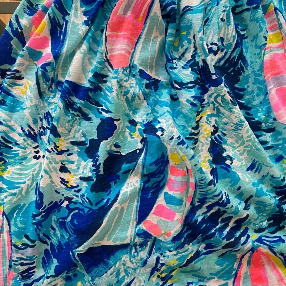 Lilly Pulitzer Sparkling Blue Hey Bay Bay Smocked Tassel Trina Beach Dress Small - Picture 10 of 15